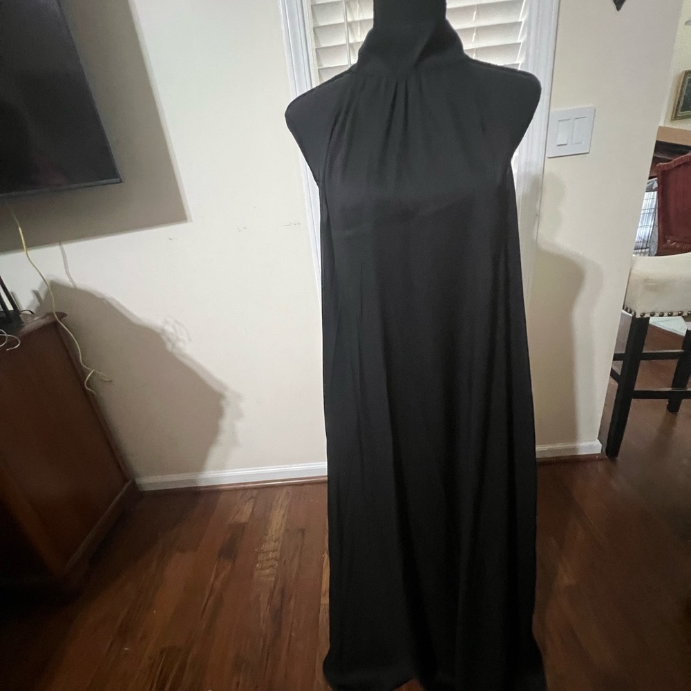 Ann Taylor Black Tie Neck Maxi Dress